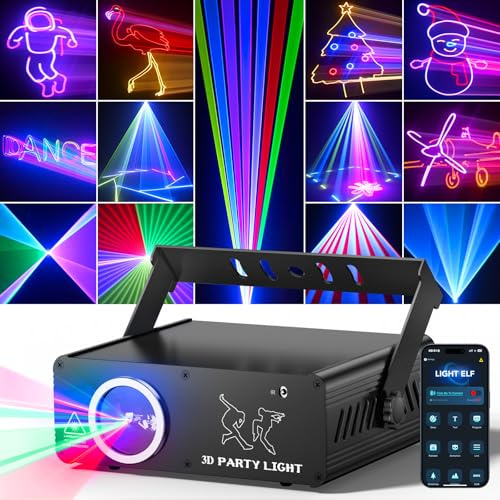Ehaho Jeux de Lumiere DJ avec Bluetooth & APP Contrôle L2400, 3D DIY Animation Lumiere Disco, lumière Soirée, DMX 512 Custom Pattern Text Edit Stroboscopique Lumière de Scène pour la Fête, Bar, Club