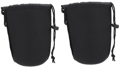 HIAKDOFT 2 Piezas Bolsa Protectora de Neopreno para Lente de Cámara DSLR Flexible y Acolchada de Fundas con Cierre Elástico Resistente Polvo y Humedad Compatible Universalmente con Lentes