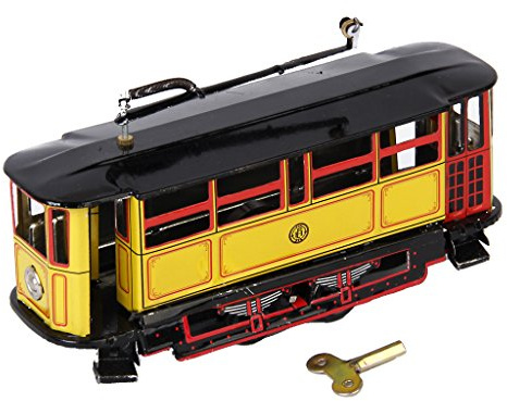getuse Vintage Style Trolley Clockwork Robot Toy 17.5cm Wind-Up Mechanical Streetcar Collectible Decor