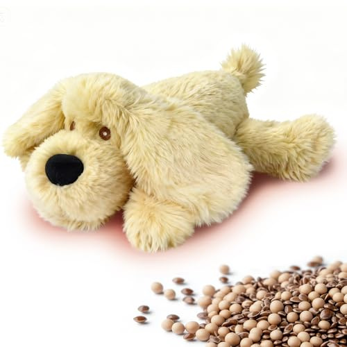 comfheat Microwave Heating Pad for Cramps Pain Relief, Moist Microwavable Period Menstrual Heating Pads for Cramps, Back, Neck Shoulder, Cute Stuffed Animal Heating Pad Plush - Golden Retriever Dog