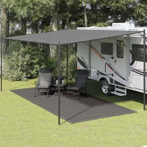Tappeto da Tenda Antracite 250x500 cm in Polietilene HDPE, Telo Impermeabile e Traspirante per Esterno, Occhielli Integrati, Facile da Pulire e Tagliare, Ideale per Campeggio