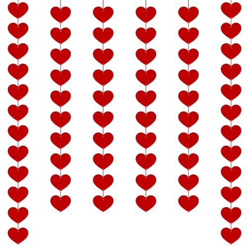 64 unidades guirnalda de corazones rojos, decoraciones colgantes de fieltro para San Valentín, boda, aniversario, compromiso, despedida de soltera, recepción