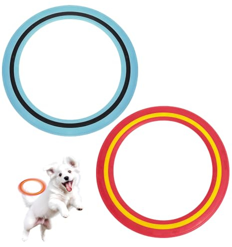 PacuM 2 Pcs Dog Frisbee Toy,Rubber Floating Flying Discs, Floatable | Indestructible Outdoor Toys, for Stimulate Fun,Training Exercise Desire to Chase,Interactive for Pet Chew Beach for Play