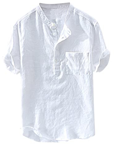 Generisk skjorta herr färgad korta ärmar stor blus topp flanellskjorta män tryckknapp, Vit, 6XL
