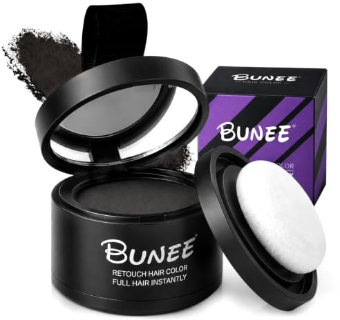 Noir Poudre d'ombre à Cheveux 4g, Poudre de Racine de Cheveux Homme et Femme, Retouche Racines Instantanée, Camoufle Cheveuxs Gris Convient pour Coiffure Styling