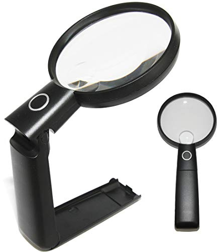 EasY Magnifier Lente di Ingrandimento da Tavolo Grande per Lettura 2.0X/4.0X con Luce LED; Lenti d'ingrandimento Professionale; Lentino Ricambio, Regalo per Anziani
