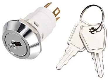 Sourcingmap 16mm 2 Positions Key Locking Push Button Switch with 2 Keys NO NC S1605 1pcs