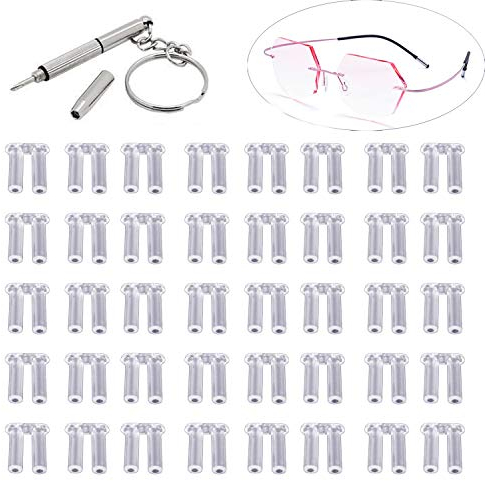 YouU 1,4/1,5/1,6 mm je 50 Stück Randloses Brillenzubehör Brillenreparaturwerkzeug für Brillenreparaturteile Und ein Mini-Schraubendreher（Gesamt 151 Stück）