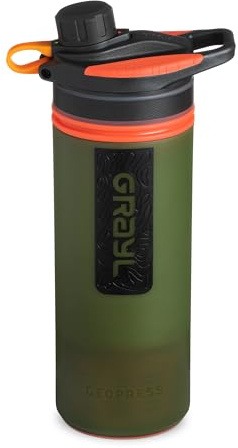 GRAYL GeoPress 24 oz Water Purifier Bottle - Filter for Hiking, Camping, Survival, Travel (Oasis Green)