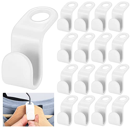 PIANKEKE 65 Stück Kleiderbügel Verbindungshaken, platzsparende Kleiderbügel Verbindungsstücke, Haken für Kleiderbügelverbinder Bügel Verbindung für Platz und Ordnung Schrank