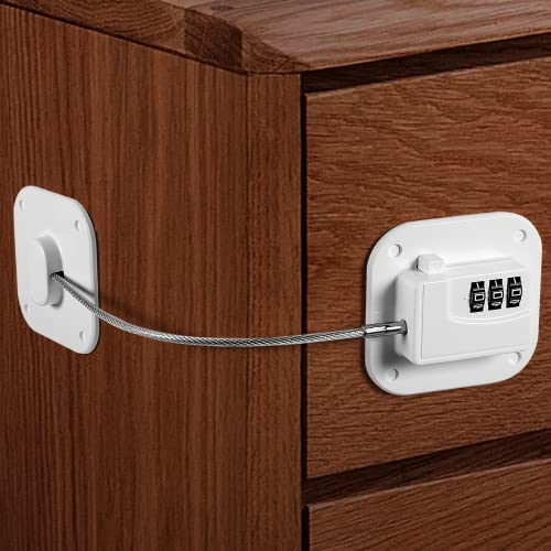 Yosemy Kindersicherung Schranksicherung Kühlschrankschloss mit Digitalem Passwort ohne Bohren 1 Stück Kühlschrank Schloss für Schubladen Schränke Kühlschrank Schublade (Weiß)