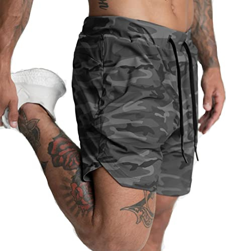 XDSP Homme Short Course à Pied Léger Sport Shorts Séchage Rapide avec Poche Time to Run Shorts De Course De Gymnastique Et D'entraînement Short de Jogging Court -Confortable avec Poches
