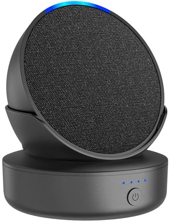 PlusAcc Battery Base for Pop - Portable Charging Stand Holder, 6 Hours Playtime, Rechargeable Charging Dock Station for Pop & Smartphones & Earbuds (Black)