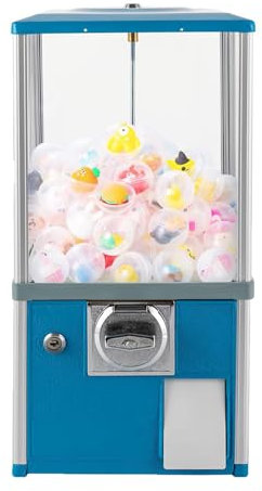 ZHIXUMM Verkaufsautomaten FüR Unternehmen, Durchsichtiger Kaugummiautomat, Vintage-SüßIgkeitenautomaten, MüNzbetriebener SüßIgkeitenautomat Und Sparschwein,Blue