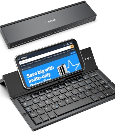 Geyes Foldable Bluetooth Keyboard, Wireless Tri-System Bluetooth Foldable Keyboard for Phones and Tablets(Black)