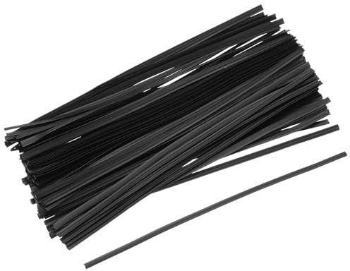 QUARKZMAN Attaches de Fermeture en Plastique Métallisé de 6 (150mm) pour Attacher du Pain, des Bonbons, des Cookies, des Sacs-Cadeaux et des Travaux Manuels Couleur Noire Lot de 100