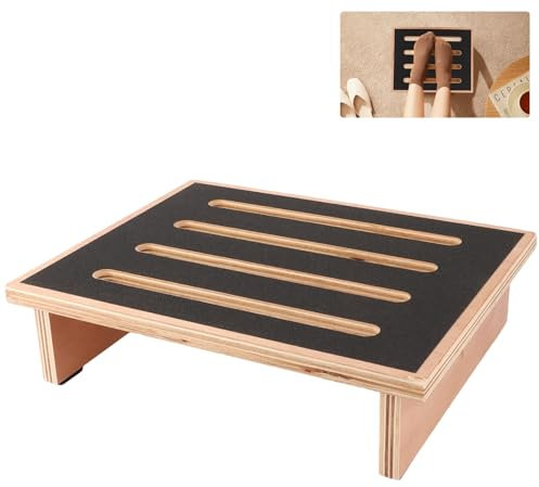 YAYODS Tritthocker Holz - 40x32x10.5cm Fußbank Holz - Trittstufe bis 200 kg Belastbar - Tritthocker Erwachsene mit Rutschfester Gummiauflage - Step Stool - Holztritt Natürlich für Drinnen, Draußen