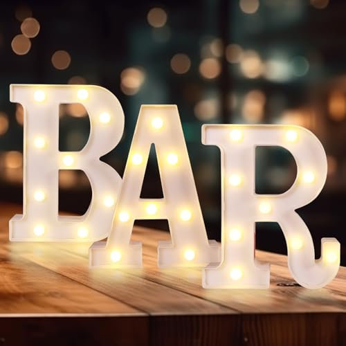 LED Beleuchtete Buchstaben Lichter, Bar Deko, Alphabet Lampe, LED Buchstaben Lichter, Beleuchtete LED Deko, LED Schild, Leuchtbuchstaben, Buchstabe B, A, R, für Bar, Kneipe, Party