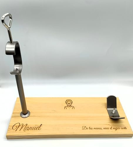 DON GOURMET, Soporte jamonero, Personalizable, jamonero profesional, jamonero acero inoxidable, soporte jamonero para jamones y paletillas, jamonero de uso Doméstico y Restaurante, Fabricado en España