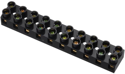 sourcing map Dual Row Terminal Block, 10 Positions 500V 20A Screw Terminals Strip, Cable Barrier Block Strip for Home Appliances, Electronic Circuits, Black