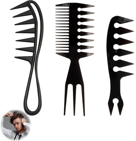 Lot de 3 peignes de coiffure, à dents larges, antistatiques, à l'huile, pour homme et femme, accessoires de coiffure pour différents types de cheveux