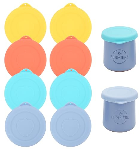 Kiicii La Fermiere Yogurt Jar Lids Silicone, 8 Packs Reusable Jar Covers, Airtight Replacement Yogurt Jar Lids, Dishwasher Safe & BPA Free & Food-Grade(Jars NOT Included)