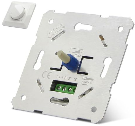 WDKXCN Dimmer for LED Lamps, LED Dimmer Switch, Flush-Mounted LED Dimmer 230 V with Phase Control, Dimmer Switch Rotary Dimmer for 5-300 W Dimmable L-ED & Halogen Bulbs, Aperture White Glossy, IP20