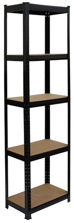 Relaxdays Étagère à Charges Lourdes 5 Niveaux, 180 x 50 x 30 cm, 875 kg, emboîtable, Noir/Marron