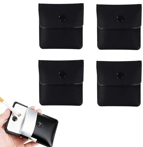dinghaole 4 Pcs Portable Pocket Ashtrays, Portable Cigarette Ash Pouch Compact Fireproof PVC Odorless, Fireproof EVA Small Wallets, Anti-Litter Rubbish Pouches for Camping/Hiking/Travel