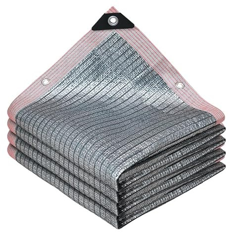 Toldo para Sombra con Ojales de 5x10m,Lámina de Aluminio Red de Sombra Malla de Protección Solar UV Resistente y Aislamiento Exterior Cubierta de Malla para Patio, Plantas,Valla,Invernadero