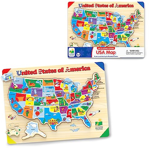 The Learning Journey Lift & Learn Puzzle - USA Map Puzzle for Kids - Preschool Toys & Gifts for Boys & Girls Ages 3 and Up - United States Puzzle for Kids - Award Winning Toys