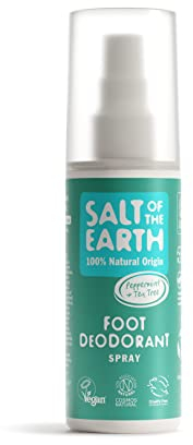 Salt of the Earth - Refillable Natural Foot Deodorant Spray - 100% Natural Origin Ingredients - Peppermint & Tea Tree - Suitable For Women, Men & Kids - Vegan - Smart Refillable Format - 100 ml