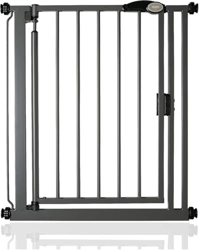 Safetots Tryckmonterad Självstängande Smal Trappgrind, 68,5 cm - 75 cm, Skiffergrå, Självstängande Bebisgrind, Säkerhetsbarriär för Småbarn, Enkel Installation