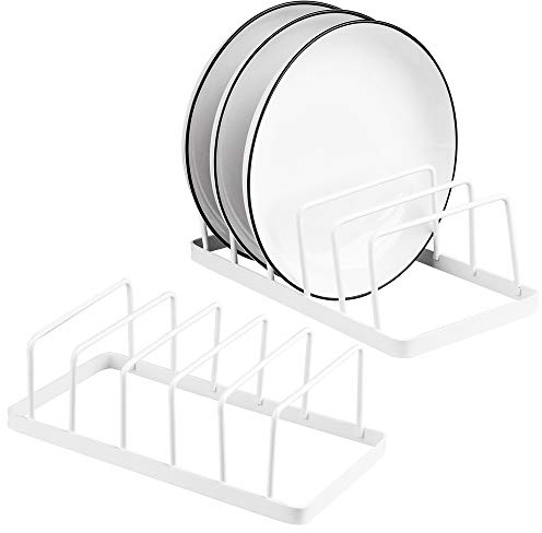 Tomorotec 2-Pack Dish Plate Drying Rack Drainer Dish Plate Storage Drainboard Alloy Steel Kitchen Pot Lid Holder Stand Multifunctional Cabinet Organizer