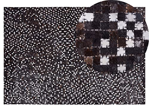 Alfombra de piel marrón y plata 140 x 200 cm estilo rústico patchwork Akkese