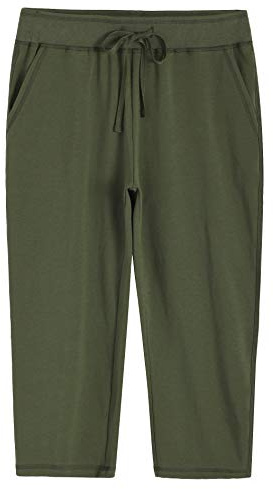 Weintee Women's Knit Sweatpants Capri Pants with Pockets 3X Army Green
