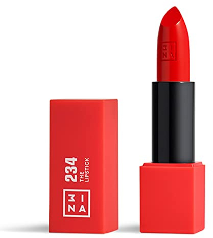 3INA MAKEUP - The Lipstick 234 - Rojo Claro - Labial Rojo Claro Cremoso - Barra de Labios Mate con Vitamina E y Manteca de Karité de Alta Pigmentación con Olor a Vainilla - Vegan - Cruelty Free
