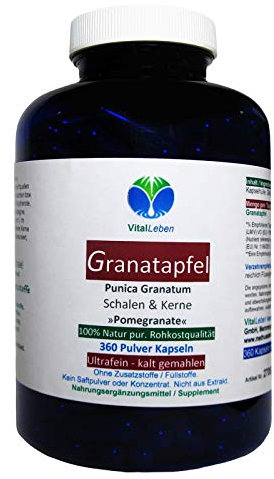 GRANATAPFEL 360 Kapseln 40% MEGA ANTIOXIDANTIEN. Natürliches MULTI-Vitamin-Mineral SUPERFOOD. KEIN EXTRAKT. KEIN SAFTPULVER. Nicht künstlich hochdosiert. 100% Natur pur. OHNE ZUSATZSTOFFE 27050-360