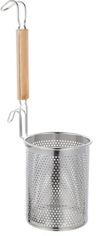 Lurrose Gitter-Nudelkorb mit Holzgriff, 12 cm, Edelstahl, mikroperforiert, Spinnennetz, Lebensmittelknödel, Nudelsieb, Küche, feines Sieb, für Zuhause