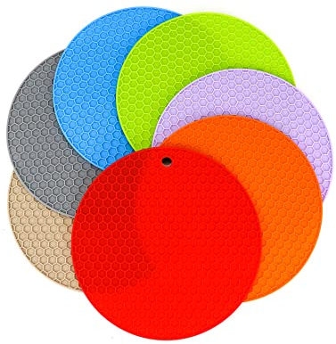 QWORK 7 Piezas salvamanteles de Silicona, Protector sartenes Silicona, salvamanteles para ollas Calientes