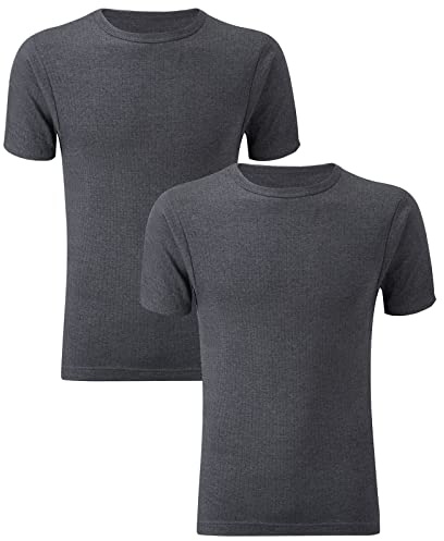 Style Lockers® Pack of 2 Mens Thermal Short Sleeve Base Layer Top - Adults Winter Ski Inner Vest Warm Underwear T-Shirts - Quick Dry Undershirt for Outdoor Sports Running Black Medium