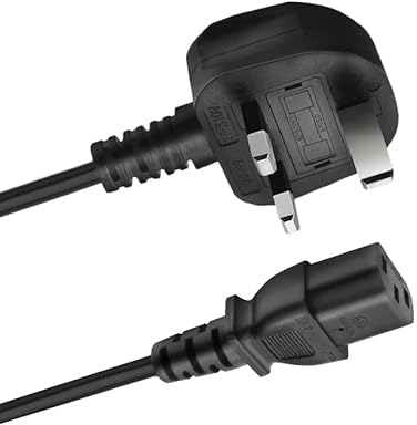 UXWEN 250V 13A 3 Prong Kettle Lead IEC C13 Universal AC Power Cord Compatible with Samsung, Dell, Sony, HP, LED LCD Smart TV Monitor, Replacement for PC, Monitor, Printer Power Cable (1.5M/5FT)