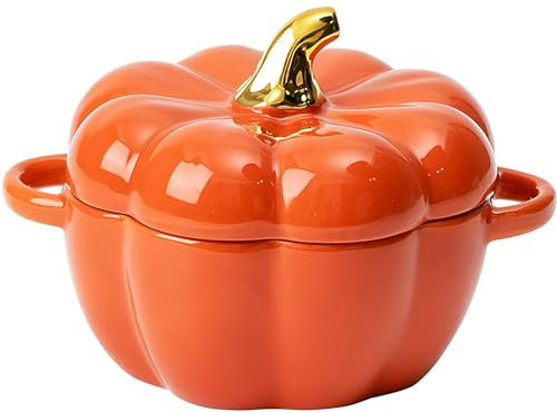 Maxspace Cocotte avec couvercle, 13 cm, 0,45 l, mini marmite à soupe, idéale pour les desserts, les sauces, la pâtisserie et la décoration de table (orange)