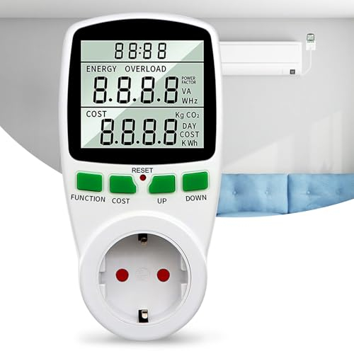 Wattmetre Prise, Compteurs D'énergie, Mesure Consommation Electrique, Prise Compteur D'Énergie Numérique, Compteur De Consommation D'énergie Avec 8 Modes Surveillance Et L'écran LCD pour Maison Bureau