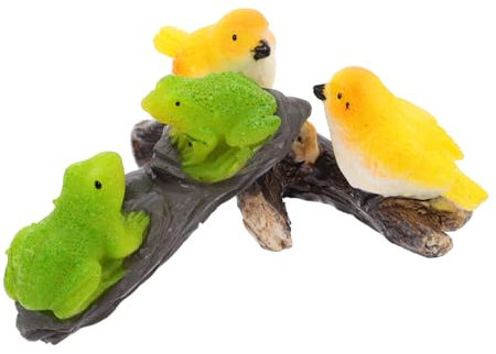 BESPORTBLE 2pièces Lot de Figurines Oiseau Et Grenouille Miniature Résine Ornements Décoratifs pour Aménagement Paysager Intérieur Et Extérieur