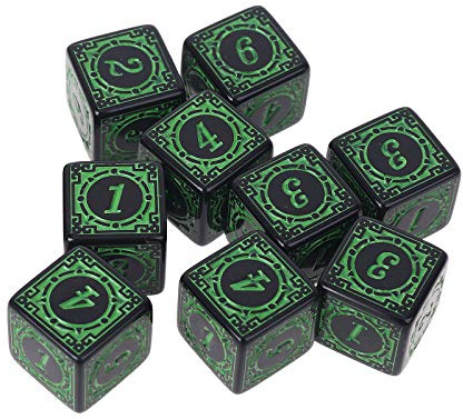 ESTCNK 10 dados poliédricos acrílicos para juegos de rol, dados de seis caras, dados de borde cuadrado, accesorios Mahjong