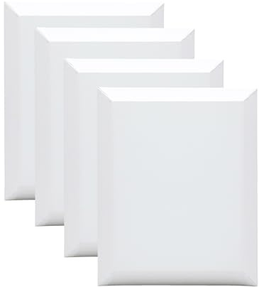 EXERZ Lienzo preestirado con borde biselado de 24 x 30 cm, 4 unidades, lienzo enmarcado para pintura de artista, acrílico, óleo y pintura para vertido, 100% algodón, marco de madera