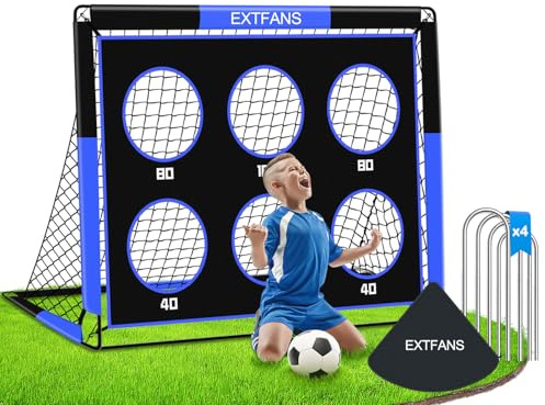 Fussballtore für Garten Kinder, 2-in-1 Fussballtor mit Trainingsnetz