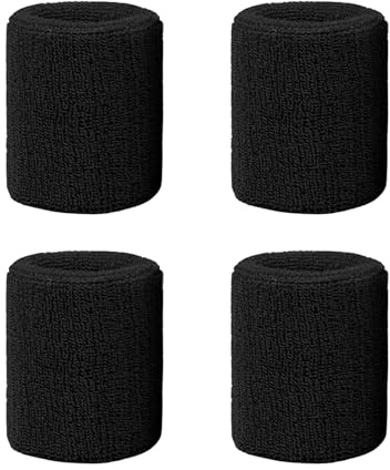 4 Pcs Sweat Bands Wristbands, Fitness Arm Sweatband Soft Sports Sweatband Bracelet for Men Women Gym Running Sports Tennis Exercise Basketball