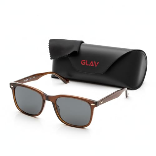 GLAV Lunettes de Soleil Polarisées, Premium, Style Retro Rond, Monture Verte, Classique, Protection UV 400, 31g, Confort Quotidien